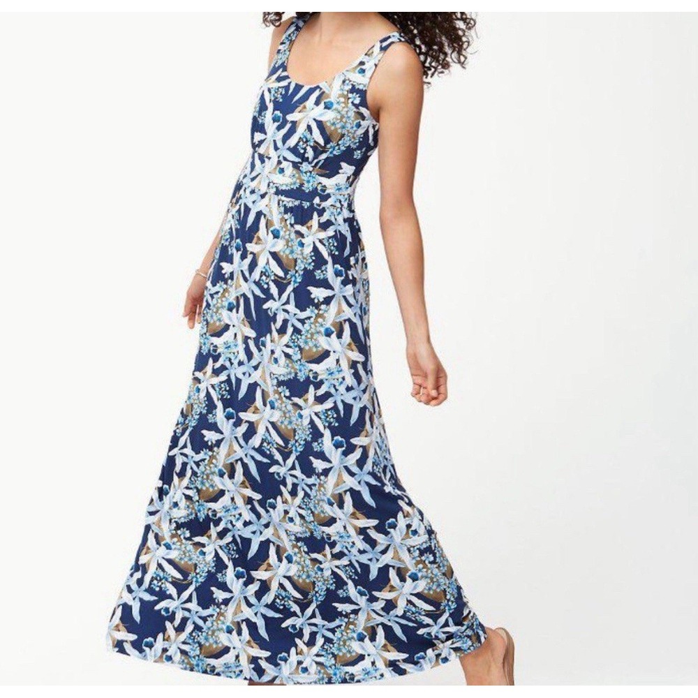Tommy Bahama Orchid You Not Tambourine XS Floral Maxi Dress Sleeveless Blue